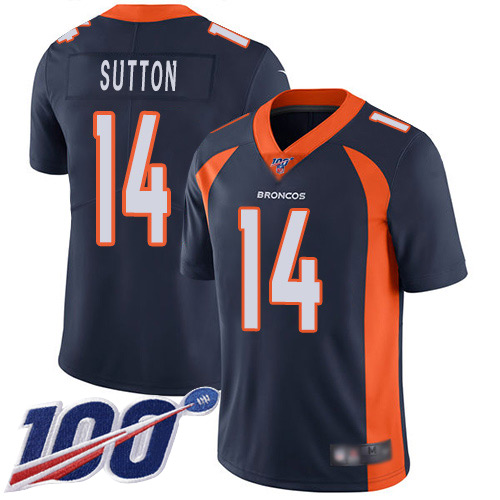Men Denver Broncos #14 Courtland Sutton Navy Blue Alternate Vapor Untouchable Limited Player 100th Season Football NFL Jersey->denver broncos->NFL Jersey